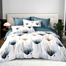 3-piece Set Of Simple And Fresh Blue And White Floral Duvet Cover, Polyester Bedroom Decoration Bedding Set Twin Full Queen King Size (Option: Twin-Blue)